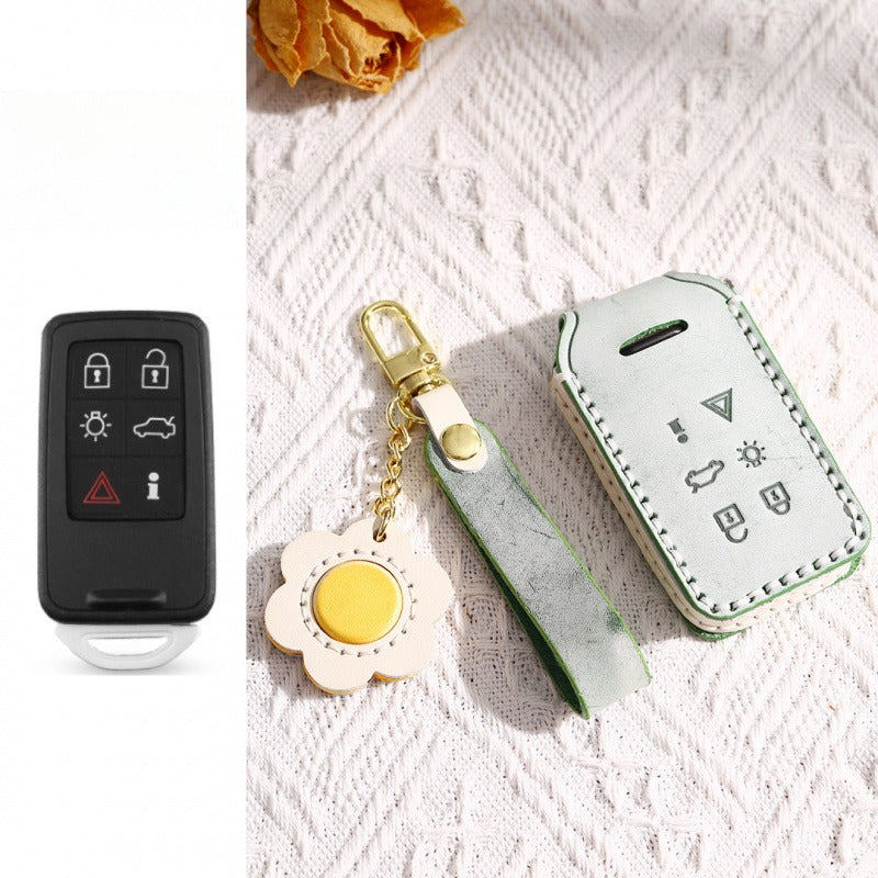Volvo Waxed Leather Key Case S60 XC60 S90 XC90 XC40L(#v146) - KEY-6 / Green