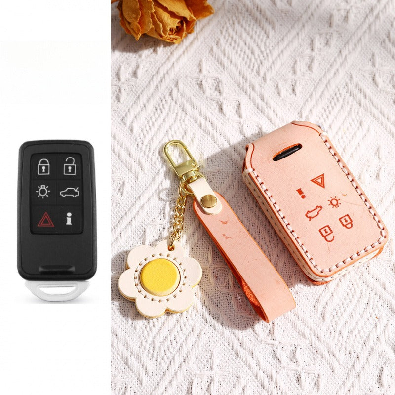 Volvo Waxed Leather Key Case S60 XC60 S90 XC90 XC40L(#v146) - KEY-6 / Orange
