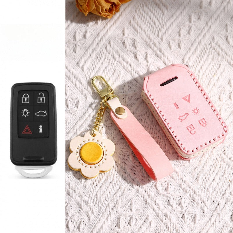 Volvo Waxed Leather Key Case S60 XC60 S90 XC90 XC40L(#v146) - KEY-6 / Pink