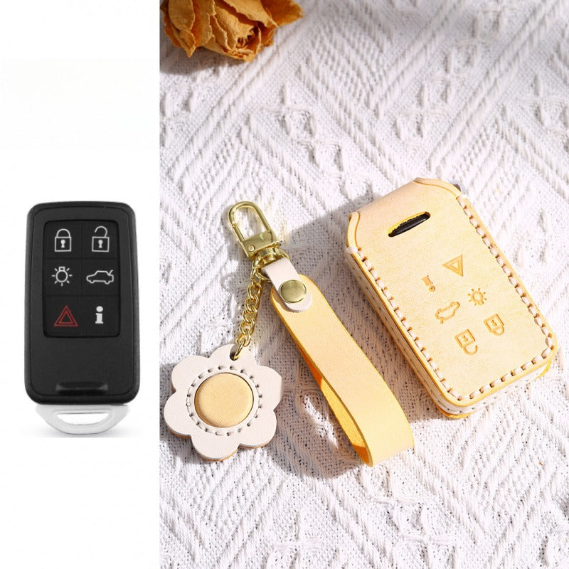 Volvo Waxed Leather Key Case S60 XC60 S90 XC90 XC40L(#v146) - KEY-6 / Yellow