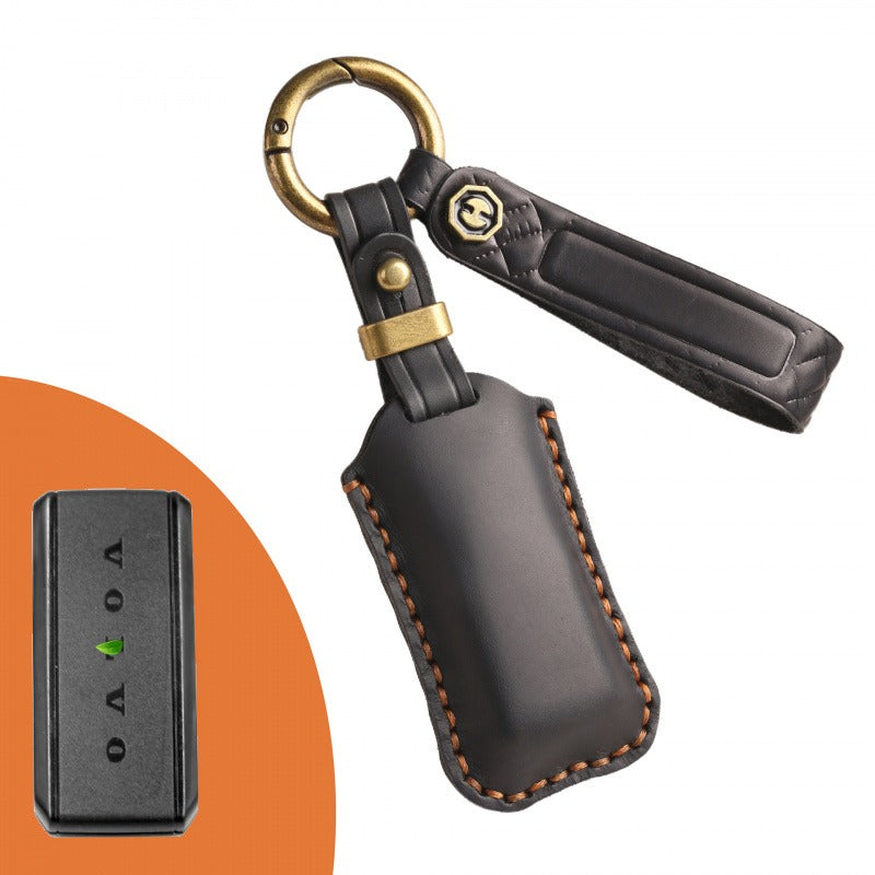 Volvo XC60 S90 Small Key Retro Leather Case(#v148) - Black