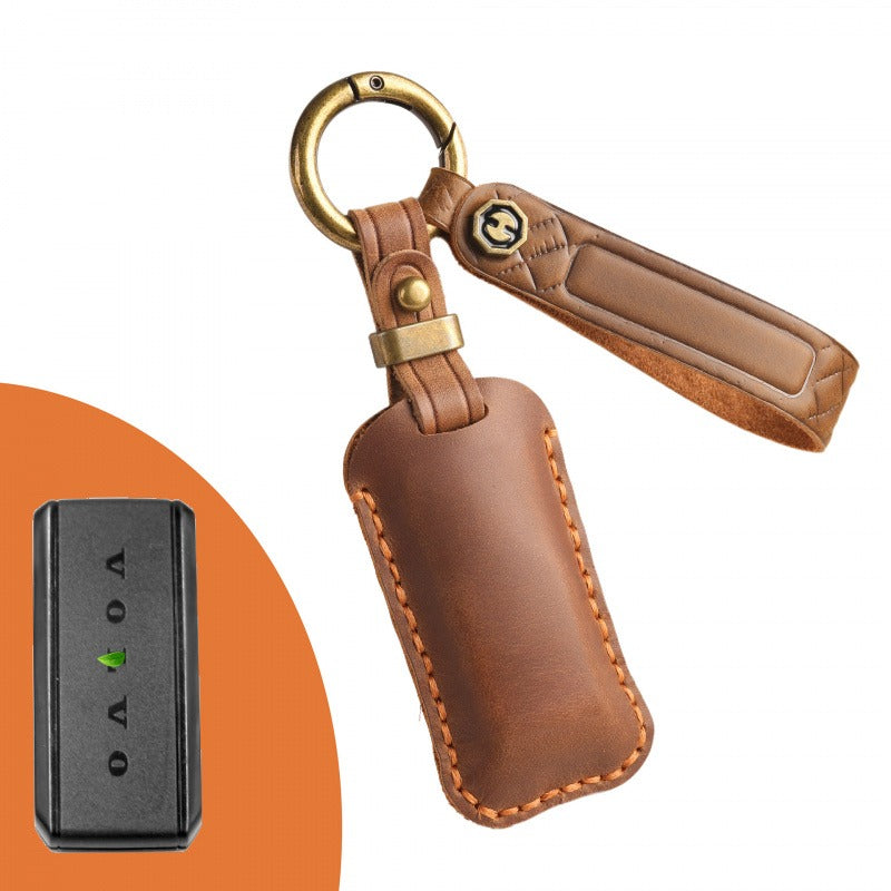 Volvo XC60 S90 Small Key Retro Leather Case(#v148) - Black
