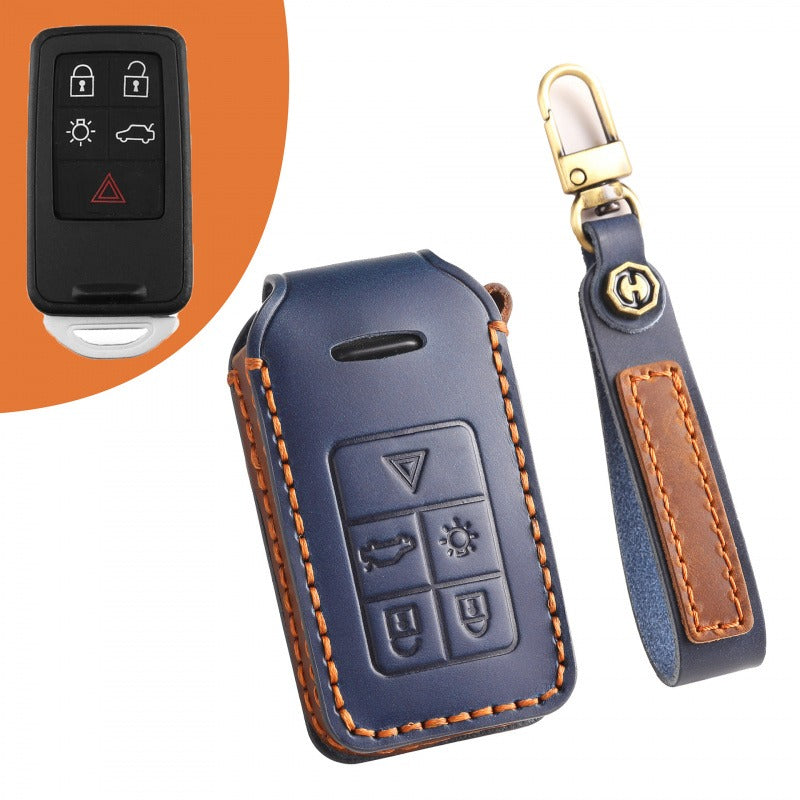Volvo XC60 V60 V40 S80L Leather Key Case（#V135) - Blue / Key-5