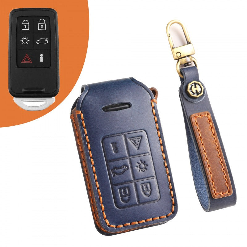 Volvo XC60 V60 V40 S80L Leather Key Case（#V135) - Blue / Key-6