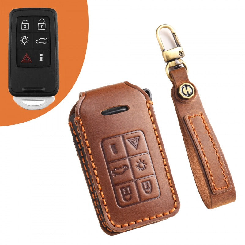 Volvo XC60 V60 V40 S80L Leather Key Case（#V135) - Brown / Key-5