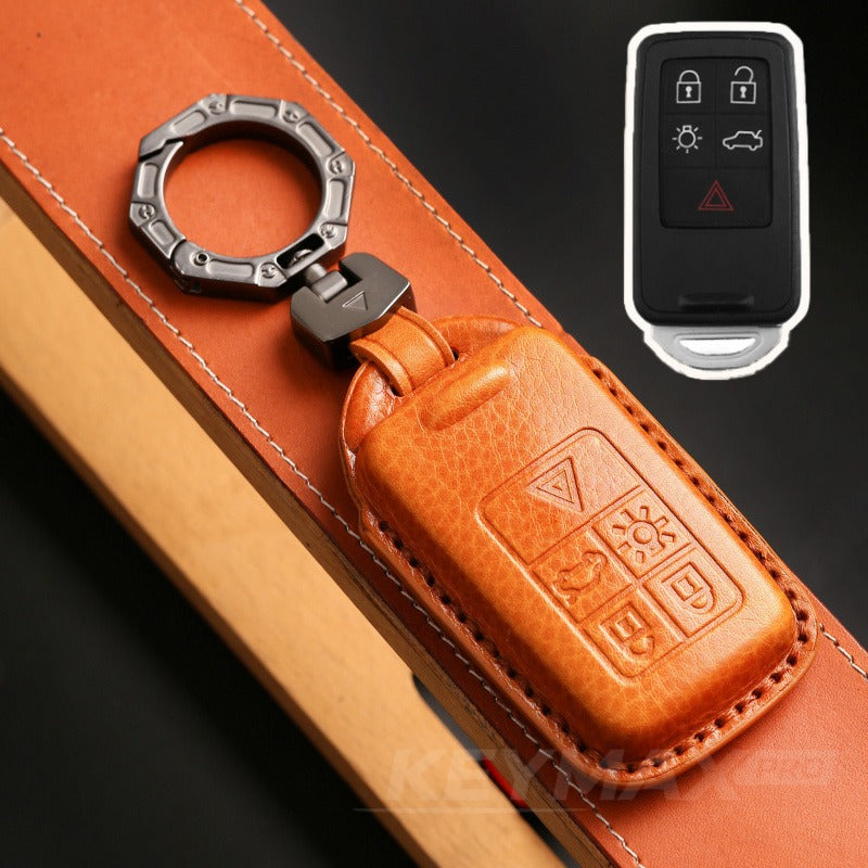 Volvo XC60 XC90 S60 S80L V60 Full Wrap Leather Key Case(#V140) - KEY-5 / Yellow