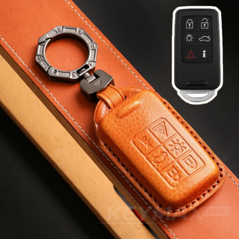 Volvo XC60 XC90 S60 S80L V60 Full Wrap Leather Key Case(#V140) - KEY-6 / Yellow
