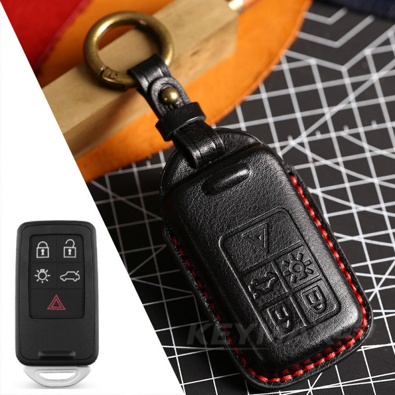 Volvo XC60 XC90 S90 3D Full Wrap Leather Key Case(#V138) - KEY-5 / Black