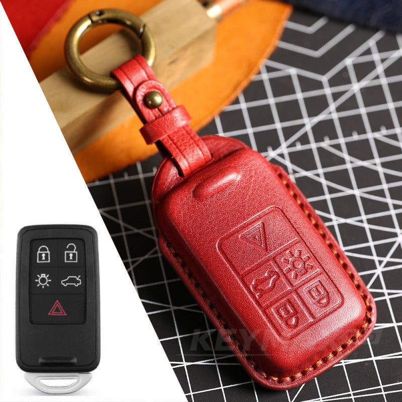 Volvo XC60 XC90 S90 3D Full Wrap Leather Key Case(#V138) - KEY-5 / Red