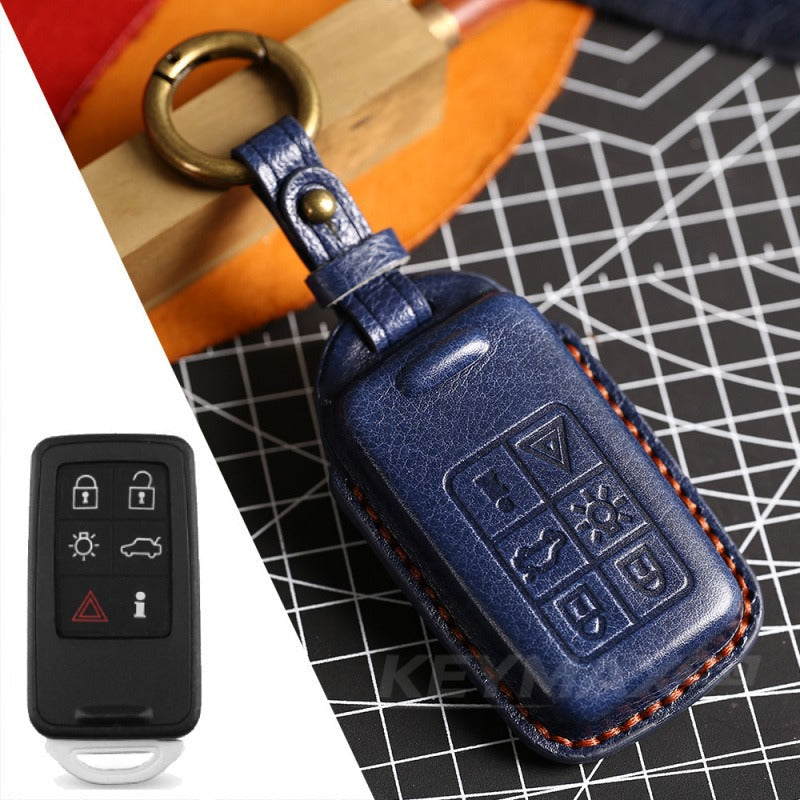 Volvo XC60 XC90 S90 3D Full Wrap Leather Key Case(#V138) - KEY-6 / Blue