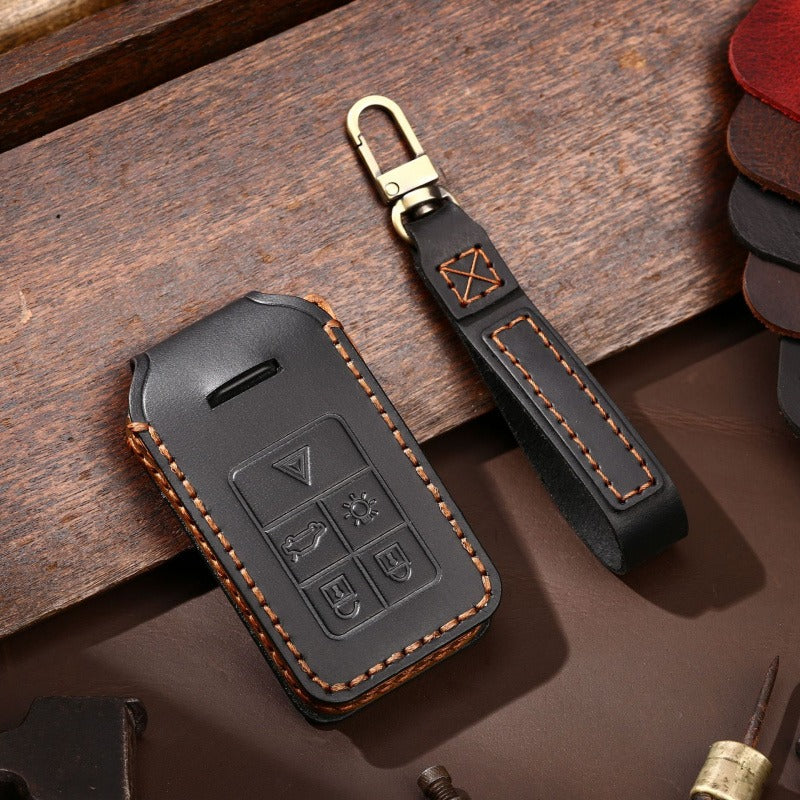 Volvo XC60 XC90 S90 Handmade Genuine Leather Key Case(#V116) - 5-KEY / Black
