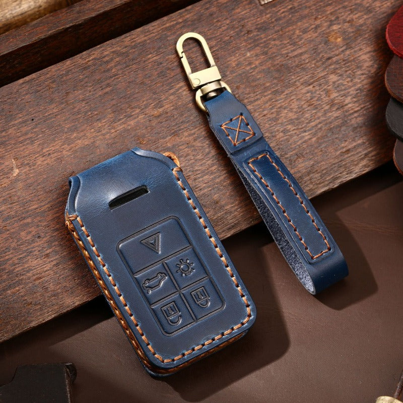 Volvo XC60 XC90 S90 Handmade Genuine Leather Key Case(#V116) - 5-KEY / Blue