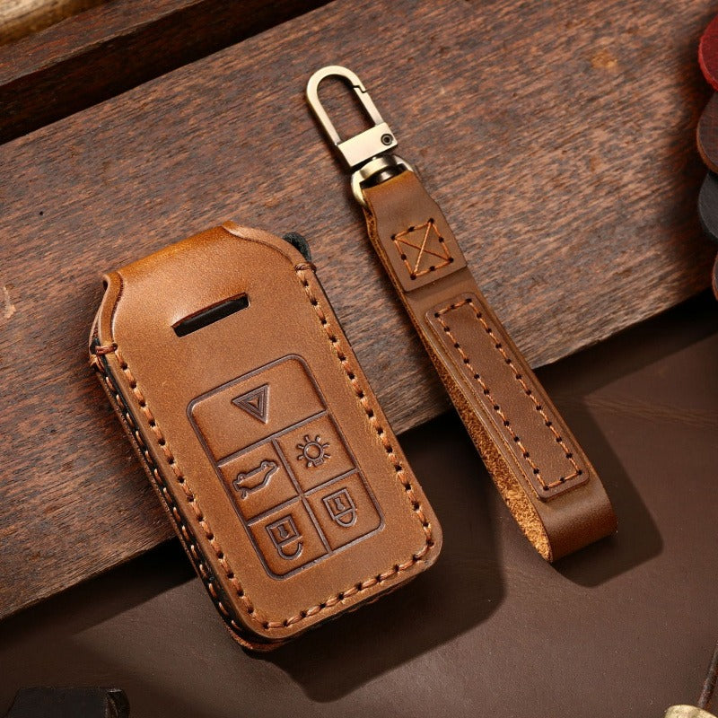 Volvo XC60 XC90 S90 Handmade Genuine Leather Key Case(#V116) - 5-KEY / Brown