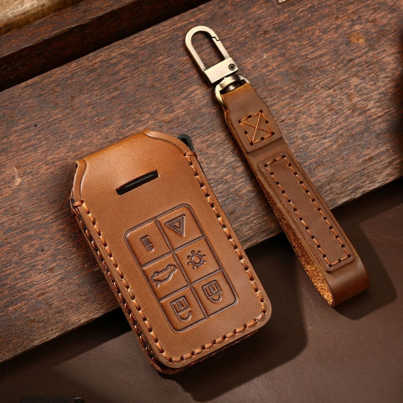 Volvo XC60 XC90 S90 Handmade Genuine Leather Key Case(#V116) - 6-KEY / Brown