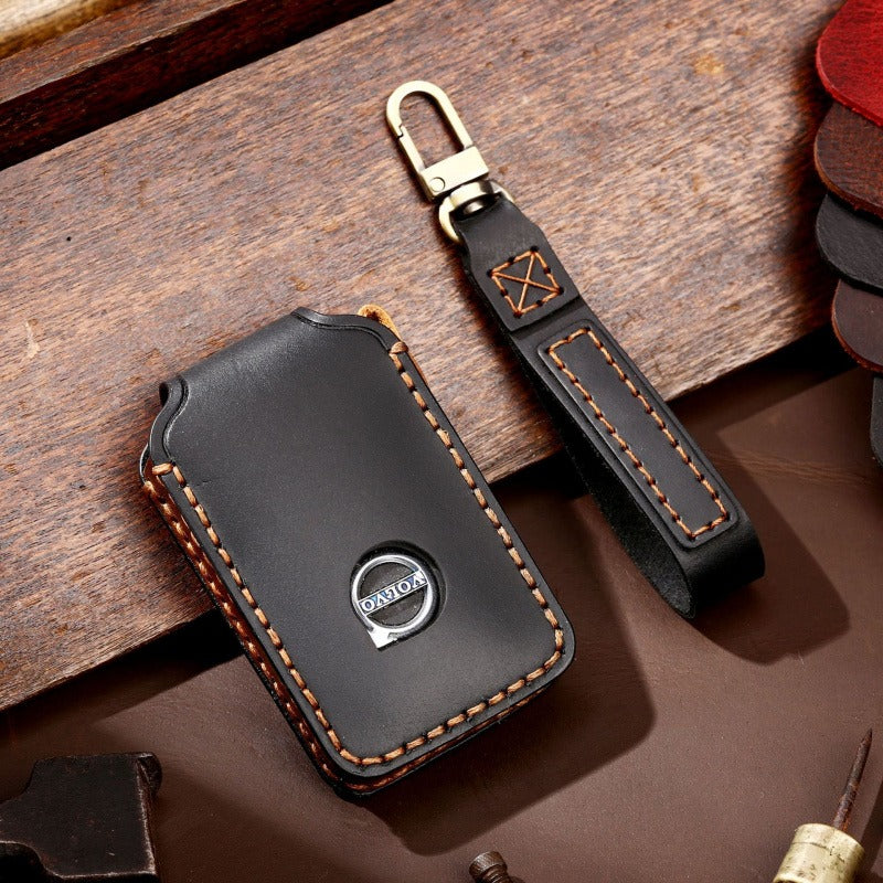 Volvo XC60 XC90 S90 Handmade Genuine Leather Key Case(#V116) - New model / Black