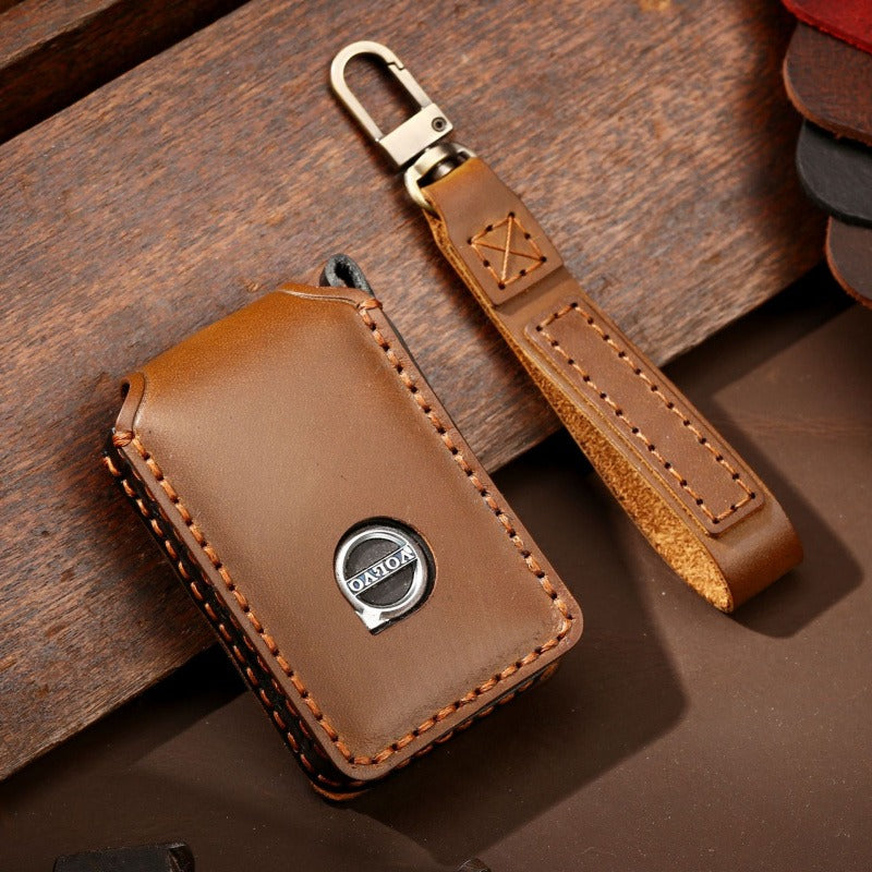 Volvo XC60 XC90 S90 Handmade Genuine Leather Key Case(#V116) - New model / Brown