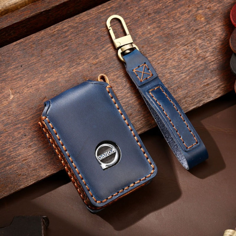 Volvo XC60 XC90 S90 Handmade Genuine Leather Key Case(#V116) - New model / Blue