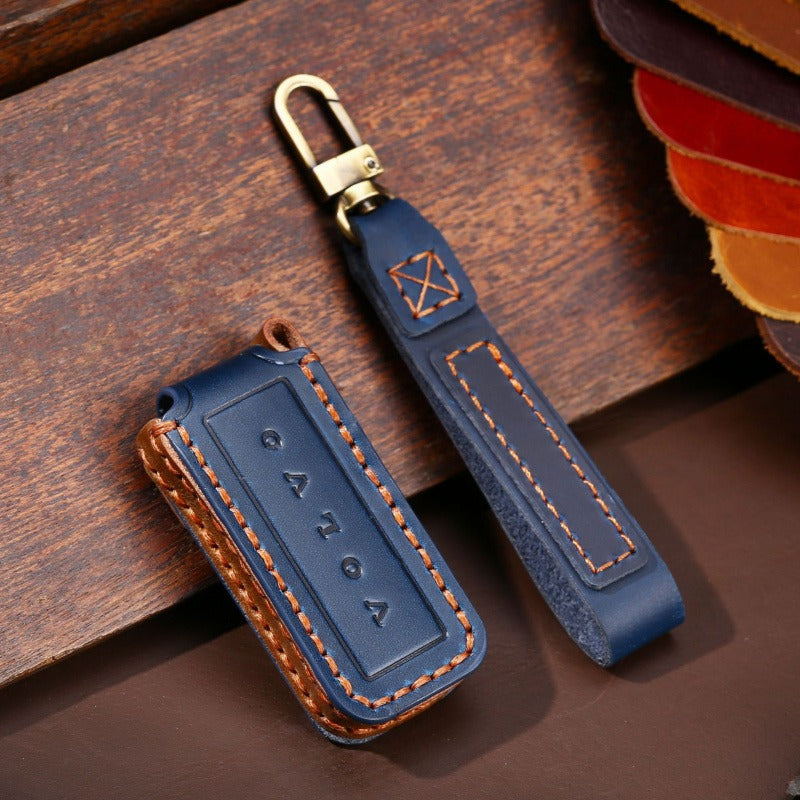 Volvo XC60 XC90 S90 Handmade Genuine Leather Key Case(#V116) - Small key / Blue