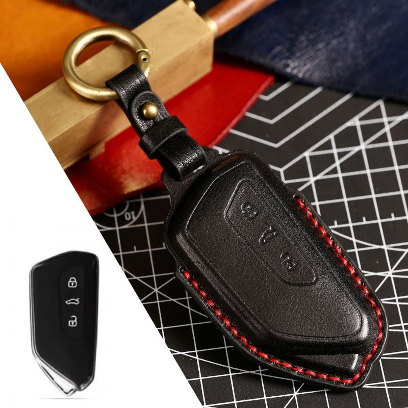 VW Golf 8 3D Molded Leather Key Case(#vw150) - Black