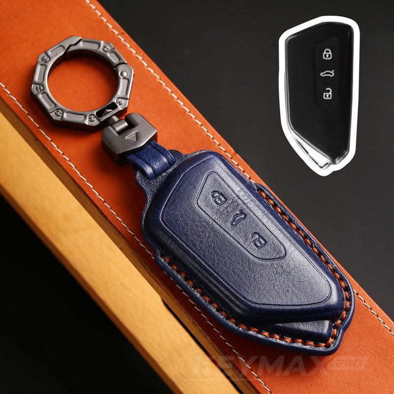VW Golf 8 ID3 ID4 ID6 Leather Key Case（#VW149) - Blue