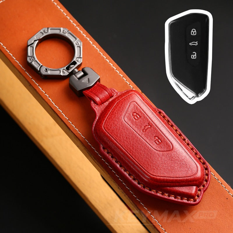 VW Golf 8 ID3 ID4 ID6 Leather Key Case（#VW149) - Red