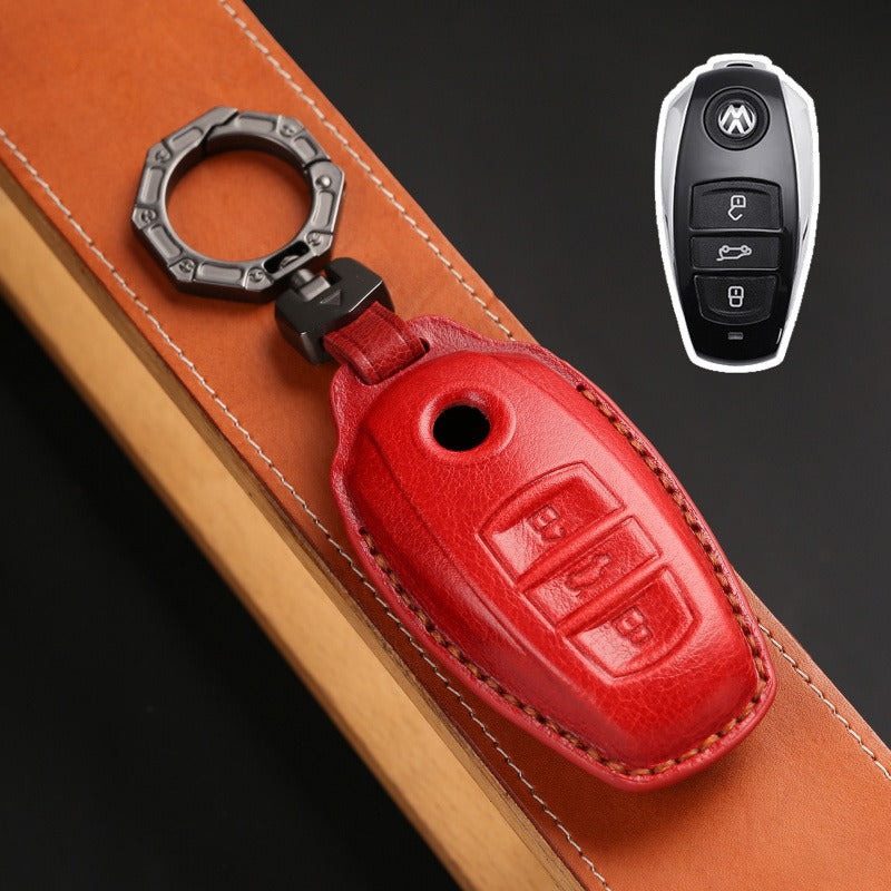 VW Touareg 2017–2018 Leather Key Case(#vw151) - Red