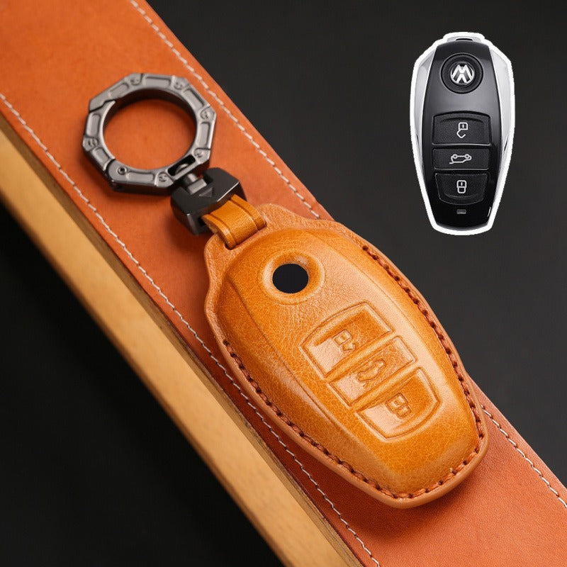 VW Touareg 2017–2018 Leather Key Case(#vw151) - Yellow