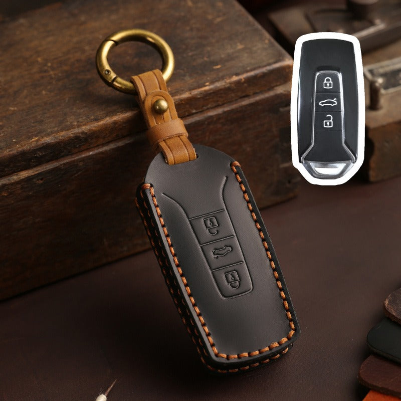 VW Touareg 2017–2021 Handmade Leather Key Case (#vw152) - Black