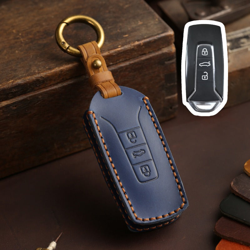 VW Touareg 2017–2021 Handmade Leather Key Case (#vw152) - Blue