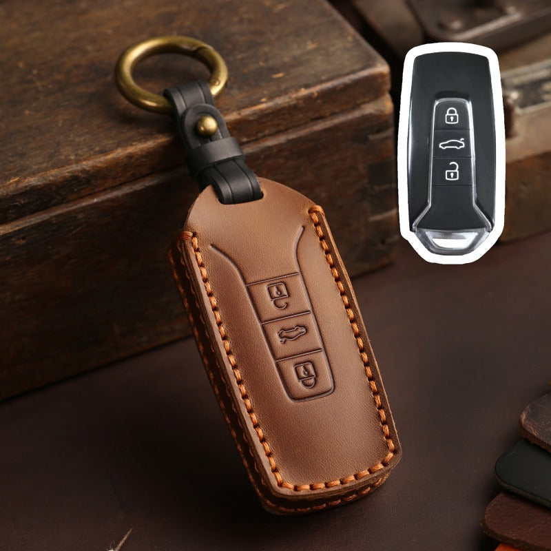 VW Touareg 2017–2021 Handmade Leather Key Case (#vw152) - Brown
