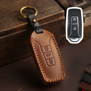 VW Touareg 2017–2021 Handmade Leather Key Case (#vw152) - Brown