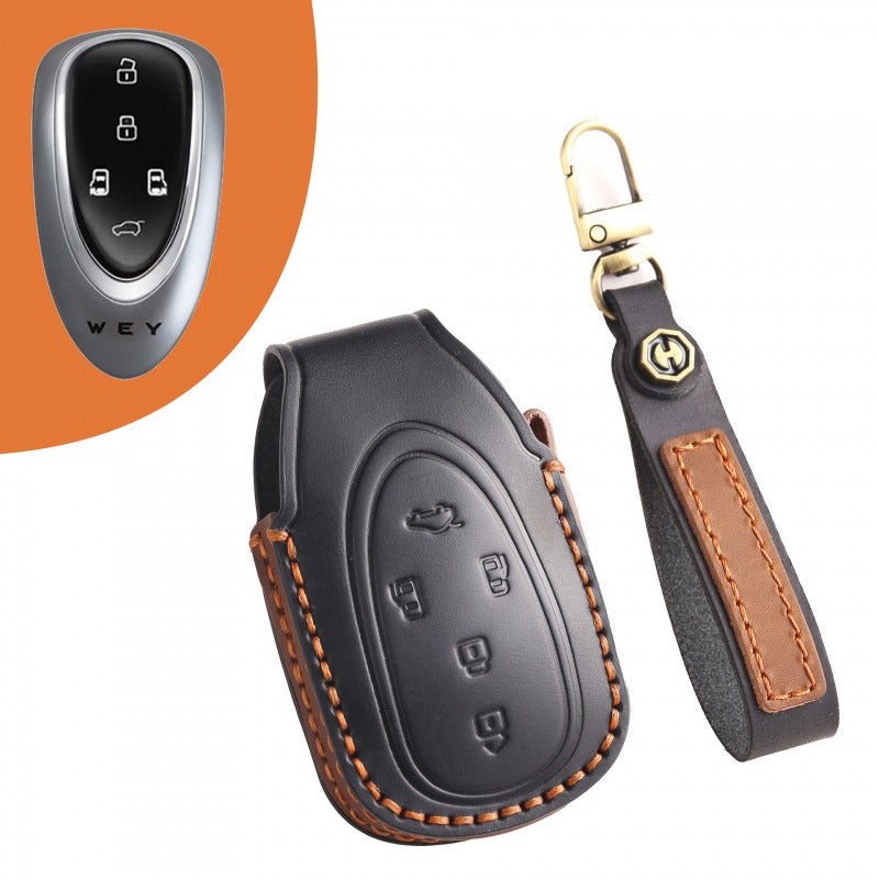 WEY Lanshan Gaoshan Mocha DHT Leather Key Case(#WE117) - Black / Type-A