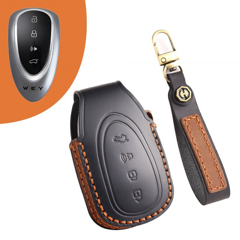 WEY Lanshan Gaoshan Mocha DHT Leather Key Case(#WE117) - Black / Type-B