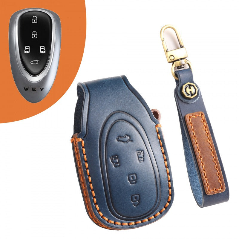 WEY Lanshan Gaoshan Mocha DHT Leather Key Case(#WE117) - Blue / Type-A