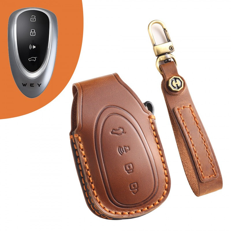 WEY Lanshan Gaoshan Mocha DHT Leather Key Case(#WE117) - Brown / Type-B