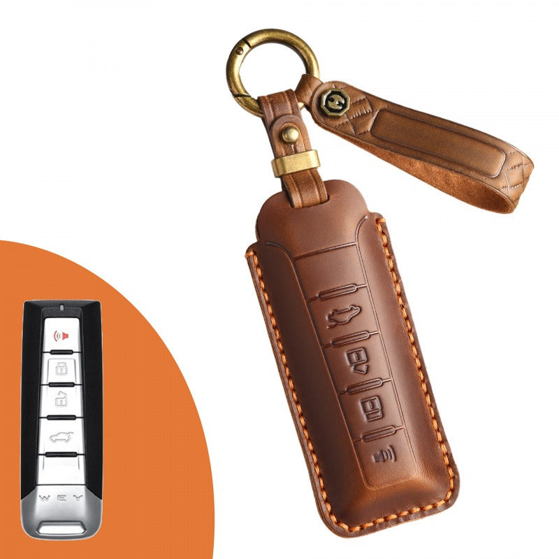 WEY VV5 VV6 VV7 P8 Leather Key Case（#WE73) - Brown