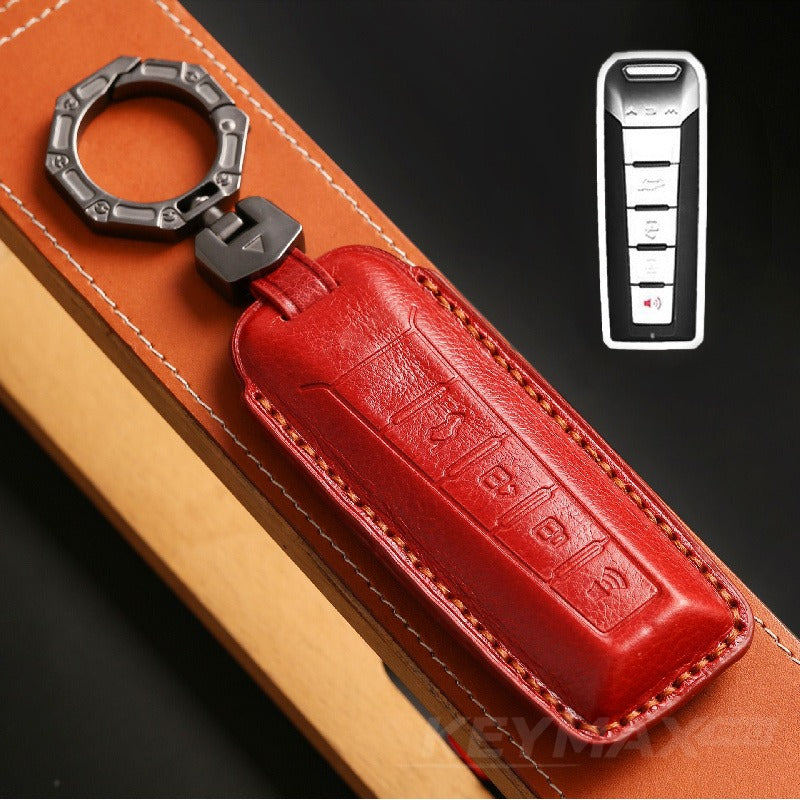 WEY VV5 VV6 VV7 P8 Mocha Latte Macchiato DHT Leather Key Case Cover(#WE120) - Red