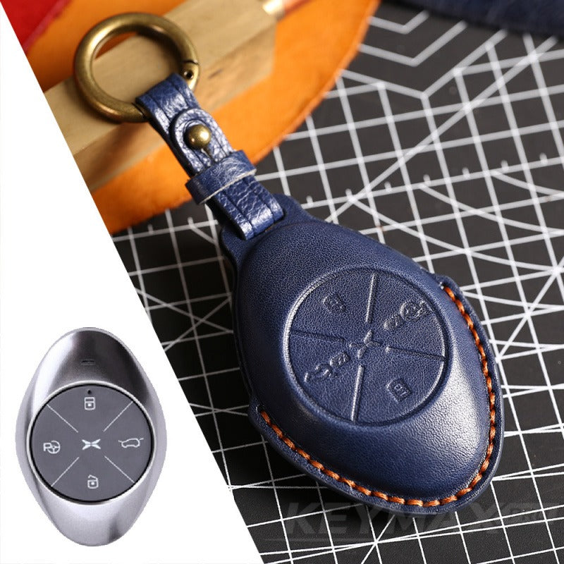 XPeng P7 3D Leather Key Case(#xp157) - Blue