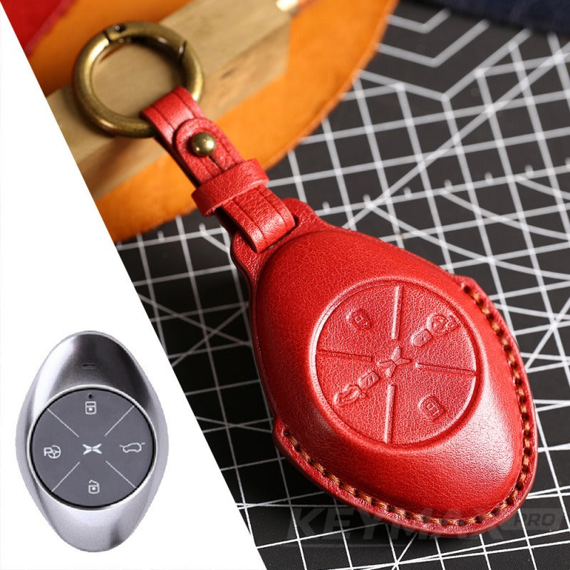 XPeng P7 3D Leather Key Case(#xp157) - Red