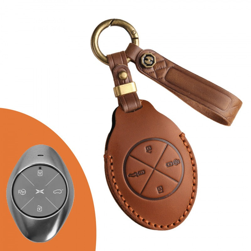 XPeng P7 G3 Leather Key Case（#XP29) - Brown