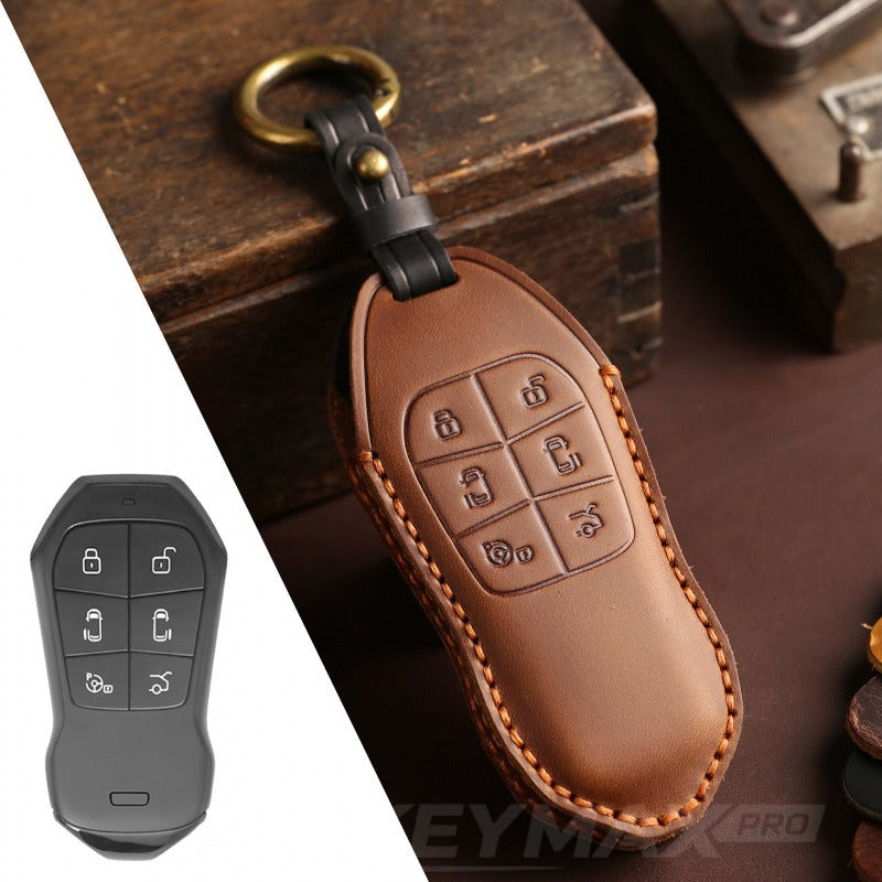 XPeng X9 Leather Key Case(#xp155) - Brown