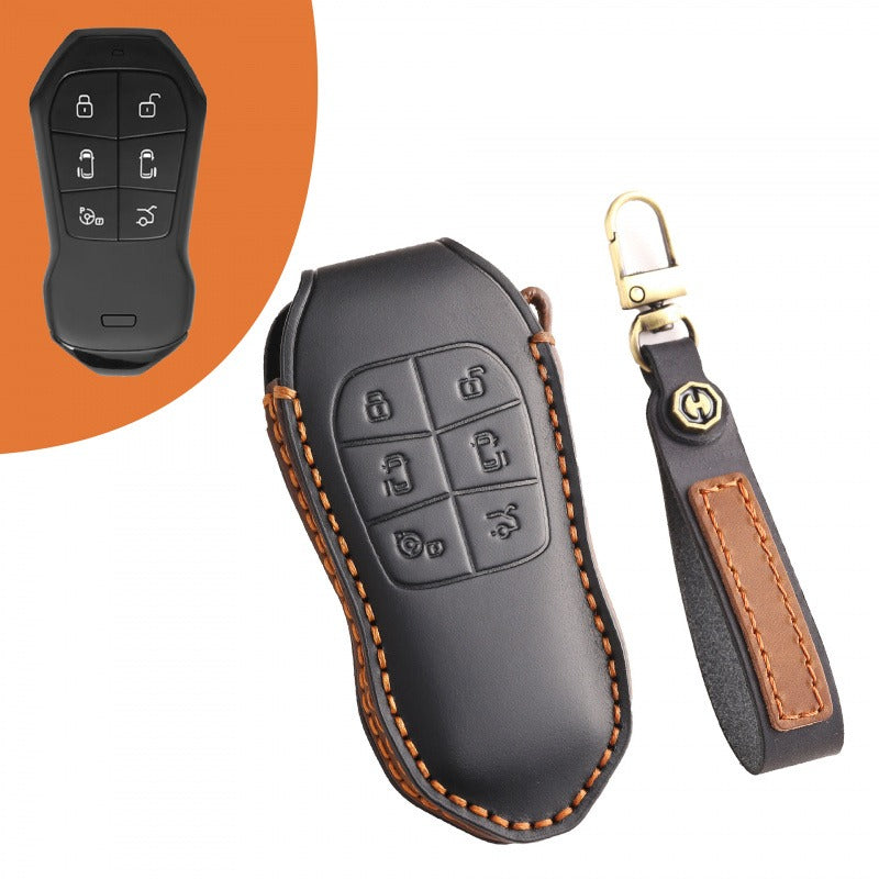 XPeng X9 Leather Key Case(#xp156) - Black