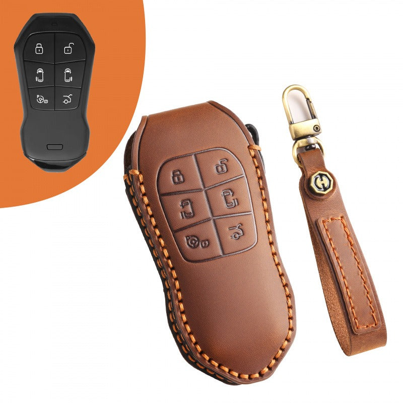 XPeng X9 Leather Key Case(#xp156) - Brown