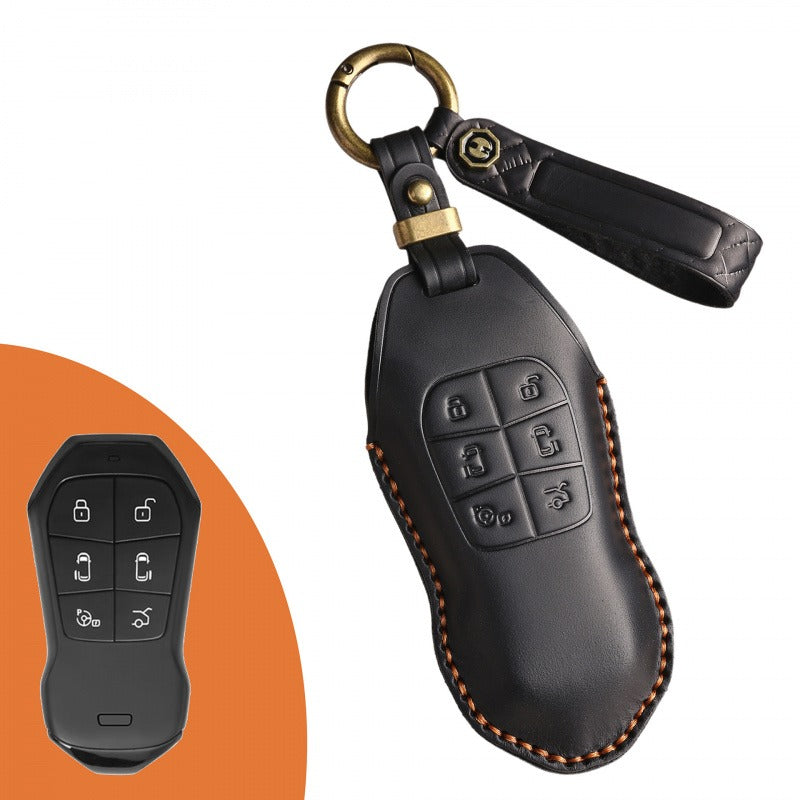 XPeng X9 Retro Leather Key Case(#xp158) - Black