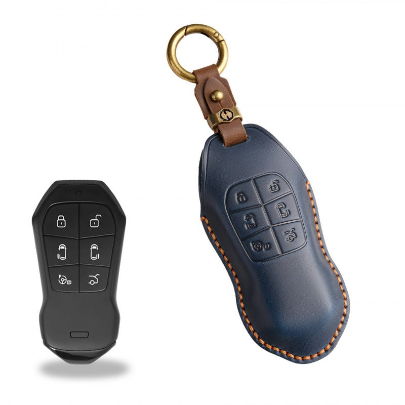 XPeng X9 Retro Leather Key Case(#XP165) - Blue
